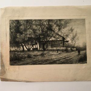 Antique Engraved Print Watermarked 7" x 4"